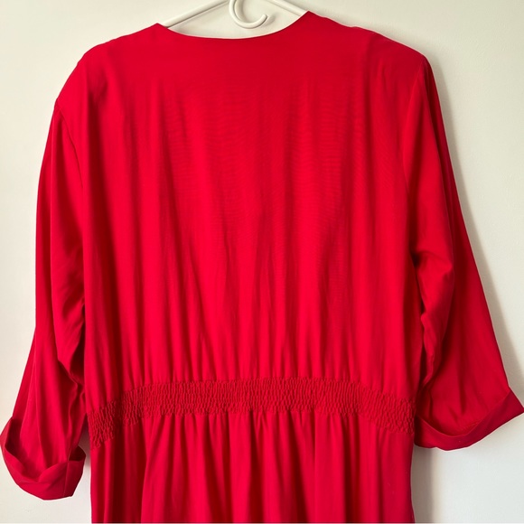 Vintage Caroline Wells Red Ruffle V-neck Dress - Picture 4 of 11